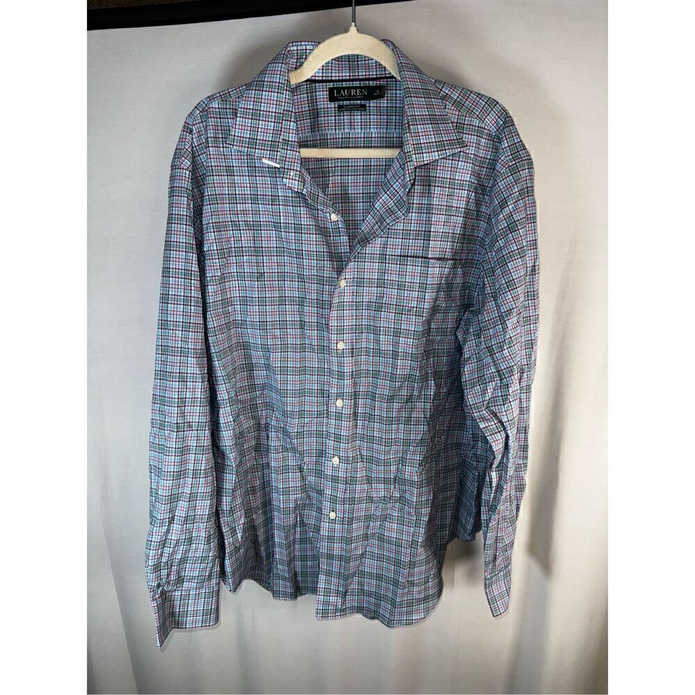 Lauren Ralph Lauren Plaid Button Down Dress Shirt Size 18 36/37
